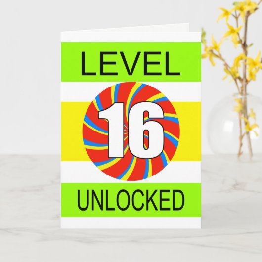 16e verjaardag computergamer kaart (Gele Bloem)