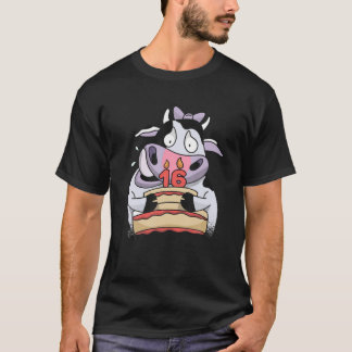 16e verjaardag Cute en Happy Koe met C T-shirt