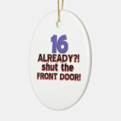 16e verjaardag design keramisch ornament (Links)