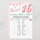 16e verjaardag Dit of dat spel (Voorkant / Achterkant)