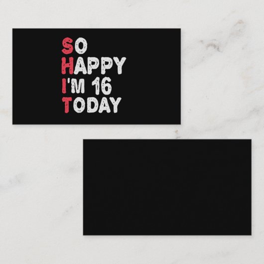 16e verjaardag dus blij dat ik 16 ben vandaag Gift Informatiekaartje (Voorkant / Achterkant)