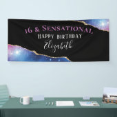 16e Verjaardag Elegante Waterverf Party Banner (Beurs)