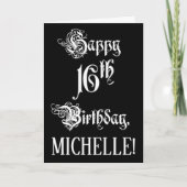 16e verjaardag: Fancy, elegant script + aangepaste Kaart (Voorkant)