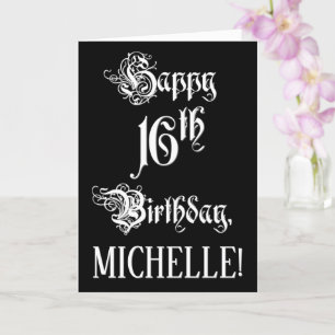 16e verjaardag: Fancy, elegant script + aangepaste Kaart