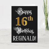 16e verjaardag — Fancy script; Faux Gold Kijk; naa Kaart (Voorkant)