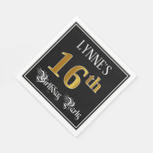 16e verjaardag — Fancy script, Faux Gold look Servet (Hoek)