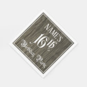 16e verjaardag — Fancy script, kijk op hout Servet (Hoek)