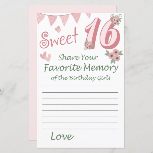 16e verjaardag Favoriete herinnering van het verja (Voorkant / Achterkant)