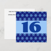 16e verjaardag Festive Blue Stars W873 Kaart (Voorkant / Achterkant)