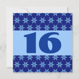 16e verjaardag Festive Blue Stars W873 Kaart