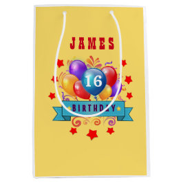 16e verjaardag Festive Colorful Balloons V10GZ1 Medium Cadeauzakje