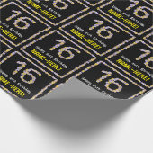 16e verjaardag: Floral Flowers Number, Custom Name Cadeaupapier (Hoek)