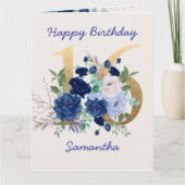 16e verjaardag Floral nummer 16 gepersonaliseerde  Kaart (Voorkant)