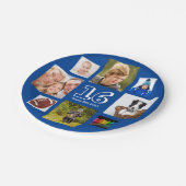 16e verjaardag foto collage blauwe jongen papieren bordje (Gekanteld)