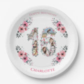 16e verjaardag Foto Collage Girl Pink Flower White Papieren Bordje (Voorkant)