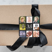 16e verjaardag foto collage jongen zwart vierkante sticker
