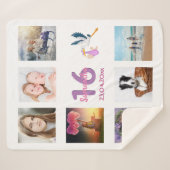 16e verjaardag foto collage zoet 16 wit sherpa deken (Voorkant (horizontaal))