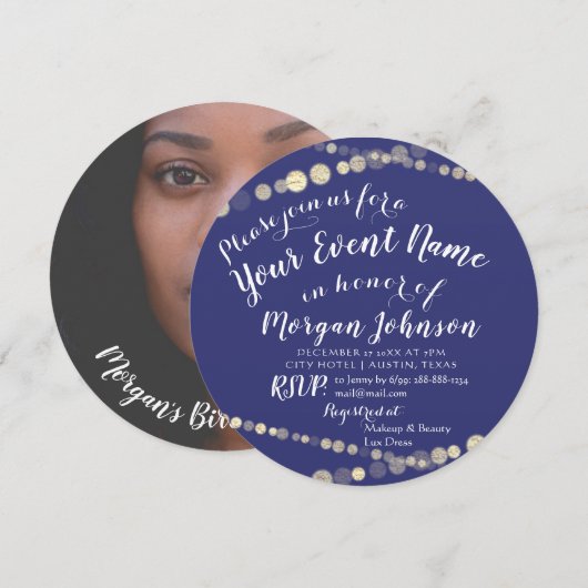 16e verjaardag Foto Confetti Roos Gold Kaart (Voorkant / Achterkant)