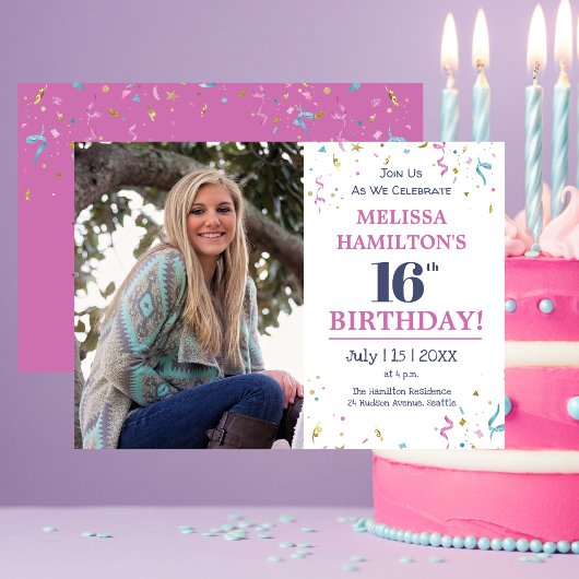 16e verjaardag foto kaart