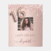 16e verjaardag foto roos goud glitter blush roze fleece deken (Voorkant)