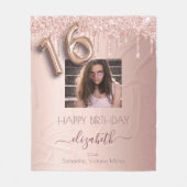 16e verjaardag foto roos goud glitter roze vriende fleece deken