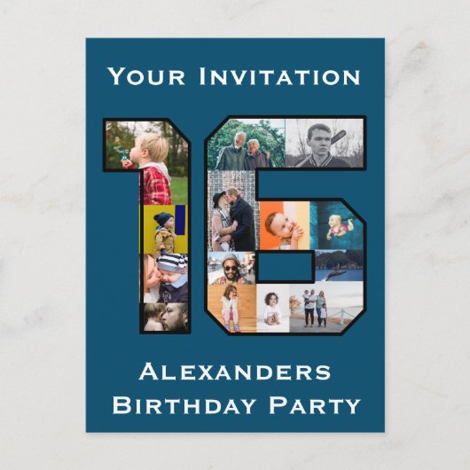 16e verjaardag Foto-uitnodiging Briefkaart (Voorkant)