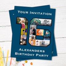 16e verjaardag Foto-uitnodiging