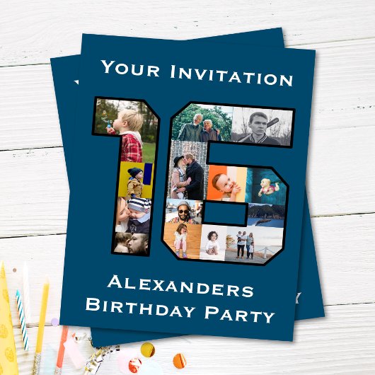 16e verjaardag Foto-uitnodiging Briefkaart