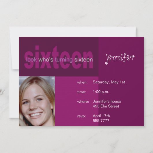 16e verjaardag Foto-uitnodiging Kaart (Voorkant)
