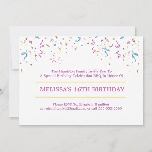 16e verjaardag - Fotofeestje Kaart (Achterkant)