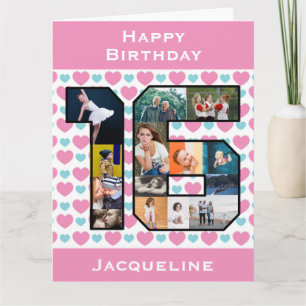 16e verjaardag Fotokaart Kaart