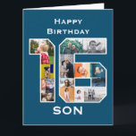 16e verjaardag Fotokaart Kaart<br><div class="desc">Pas deze grote 16e verjaardagskaart aan met uw favoriete foto's. Ontworpen voor die speciale persoon. Het aantal 16 fotocollage is een unieke douanemanier om een verjaardagskaart met een speciale gepersonaliseerde kwaliteit te geven. De sjabloon is opstelling voor u om uw eigen fotocollage gemakkelijk te creëer door uw foto's in orde...</div>