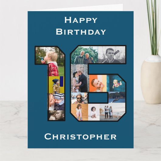 16e verjaardag Fotokaart Kaart (Voorkant)