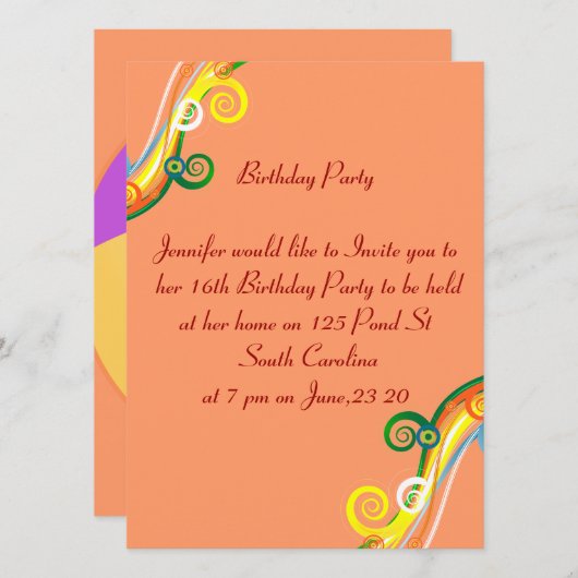 16e verjaardag Fotokaart Multi-Color Scroll Kaart (Voorkant / Achterkant)