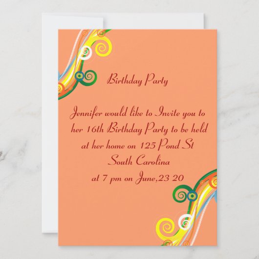 16e verjaardag Fotokaart Multi-Color Scroll Kaart (Voorkant)