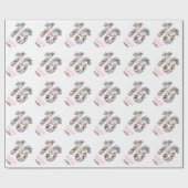 16e verjaardag Fotomeisje Collage Roze Bloed Wit Cadeaupapier (Vlak)