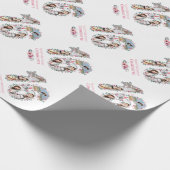 16e verjaardag Fotomeisje Collage Roze Bloed Wit Cadeaupapier (Hoek)