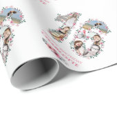 16e verjaardag Fotomeisje Collage Roze Bloed Wit Cadeaupapier (Rol Hoek)