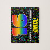 16e verjaardag — Fun, Colorful Music Symbols & "16 Legpuzzel (Verticaal)