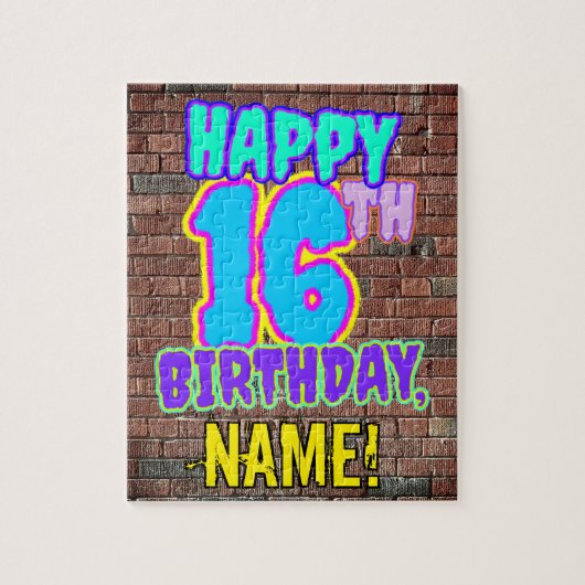 16e verjaardag ~ Fun, door Urban Graffiti geïnspir Legpuzzel (Verticaal)