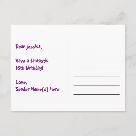 16e verjaardag: Fun Hearts-patroon, Regenboog 16 Briefkaart (Achterkant)