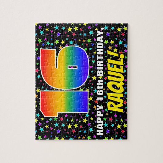 16e verjaardag — Fun, kleurrijk Star Field Pattern Legpuzzel (Verticaal)