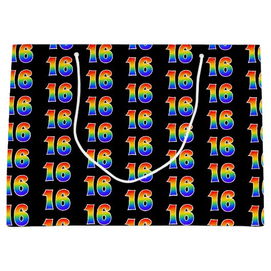 16e verjaardag: Fun Rainbow Event Nummer 16 Patroo Groot Cadeauzakje (Voorkant)