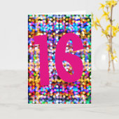 16e verjaardag. Gelukkige heldere kleurrijke licht Kaart (Gele Bloem)