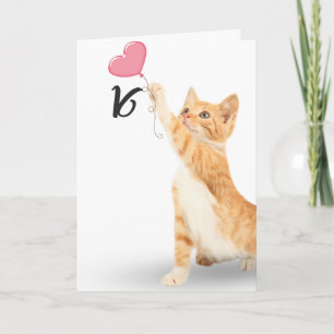 16e verjaardag gestreepte kat kaart