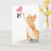 16e verjaardag gestreepte kat kaart (Gele Bloem)