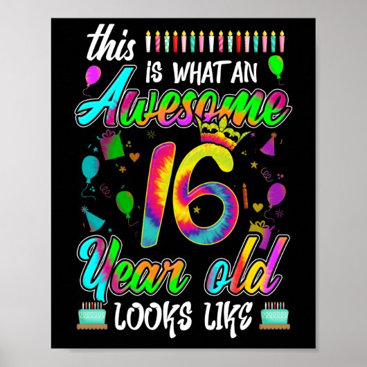 16e verjaardag Geweldige 16-jarige ziet eruit als Poster (Voorkant)