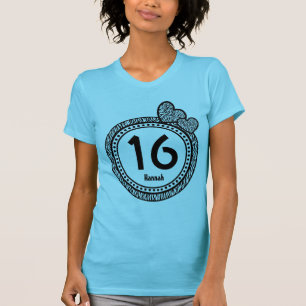 16e verjaardag Gift Zebra Polka Dots Custom Name V T-shirt