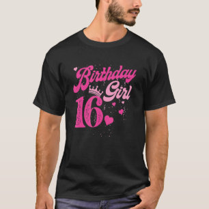 16e verjaardag Girl Crown 16 jaar oude dag T-shirt