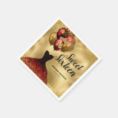 16e verjaardag Glam Gold Red Glitter Sweet 16 Servet (Hoek)